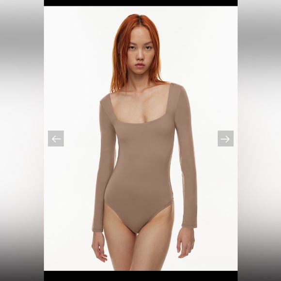 Babaton Chocolate Brown Long Sleeve Bodysuit Sz S - Picture 1 of 6